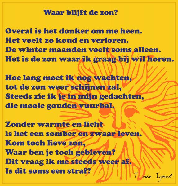 Liedjes Over De Zon 1001 Gedichten & Gedichtjes - Gedicht 'Waar blijft de zon???' door T