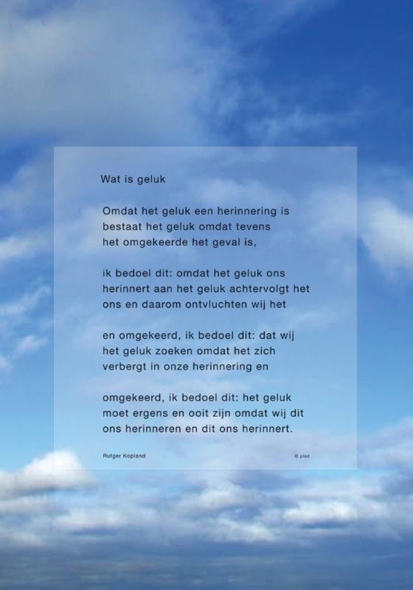 Raamgedicht Plint Rutger Kopland 'wat is geluk' incl set zuignapjes code 04C9
